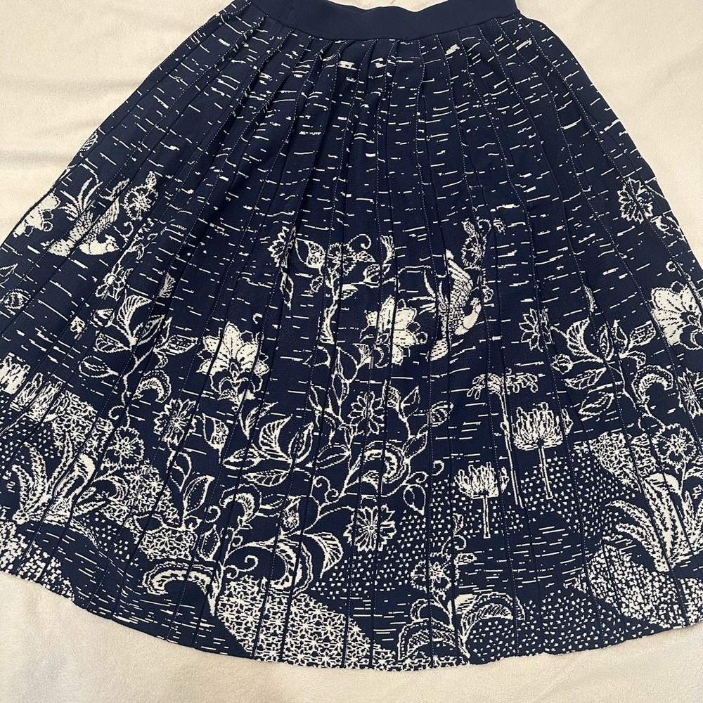 Anthropologie Blue Midi A-Line Skirt, Sz med